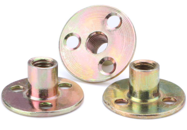 Colour Zinc Three Hole Round Nut Lock Tee Nut M6 M8 M10 Three Hole Round Base Lock Nut