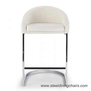 China Kitchen Polished Stainless Steel 85CM 51CM White Upholstered Bar Stools wholesale