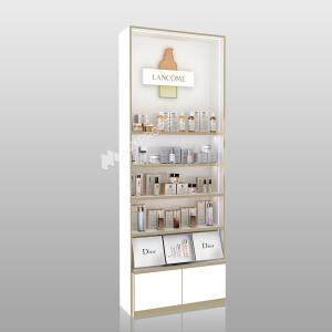 China Makeup Display Cabinet White Wooden Skincare Cabinet With Light Box Cosmetic Display Counter For Premium Shop Display And Fashion-Forward Display Rack wholesale