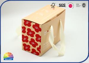 China Kraft Paper Gift Box Flowers With Silk Handle Customized Logo matte varnishing wholesale