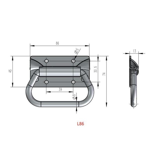 L86mm Galvanized Folding Cabinet Machine Carbon Steel Chest Pull Handles