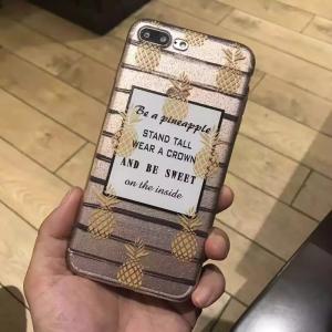 China Soft TPU Sparkling Pineapple English Words Back Cover Cell Phone Case For iPhone 7 6s Plus wholesale