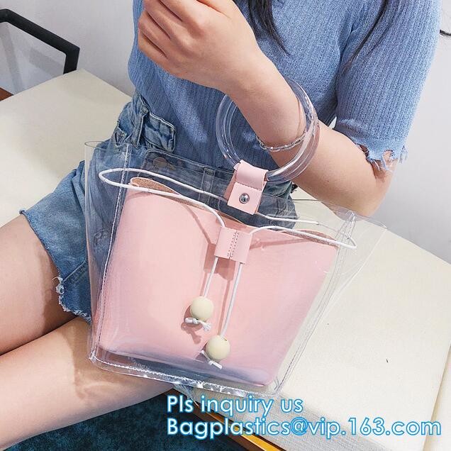 PVC transparent shopping bag, Zipper PVC Vinyl Tote Shopping Bag, PVC shopping reusable tote bags with carry handle, bag