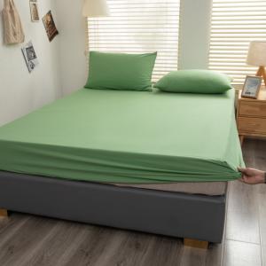 China Hypoallergenic Green Cotton Bed Sheet Set 300TC Machine Washable for a Cozy and Healthy Nights Sleep wholesale