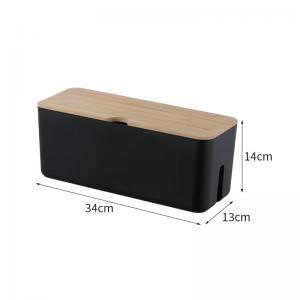 China Wooden Lid 34*13*14cm Cable Organizer Box Storage For Desk on sale