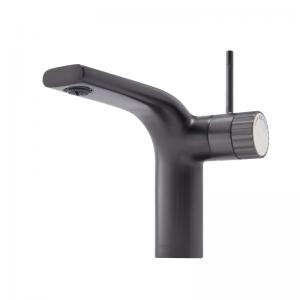 China 210mm Width Basin Mixer Faucet Hot Cold Water Black Brass Faucet Restroom wholesale