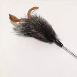 China Teasing Pet Plush Cat Toy Fox Feather Plush Teasing Cat Stick With Handle wholesale