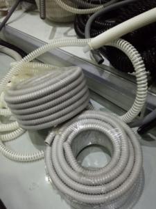 China Grey Flexible Corrugated Plastic Tubing , PVC Reinforced Plastic Flexible Hose wholesale