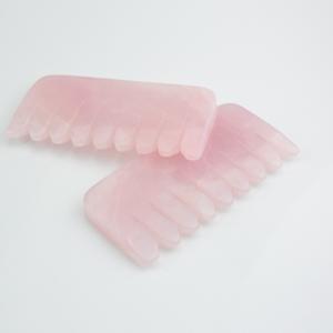 China Massager Rose Quartz Jade Gua Sha Comb 21cm Length wholesale