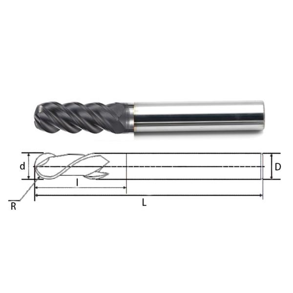 Solid Tungsten Carbide Ball Nose End Mills For Graphite