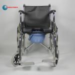 Versatile Folding Steel 2 In 1 Commode Wheelchair With PU Leather Seat