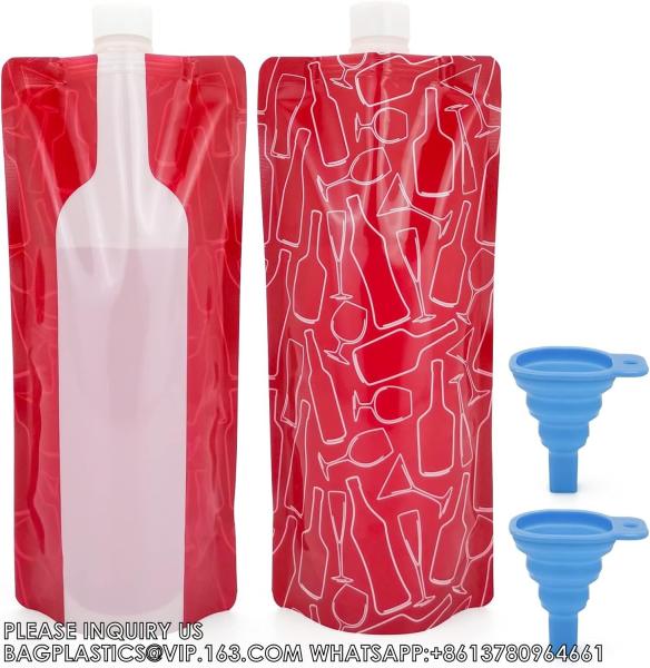 Foldable Wine Bags Travel Wine Bags Wine Pouch With Collapsible Funnel Wine