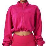 High Quality Custom Zip up Hoodies Streetwear Causal Crop Jackets Women