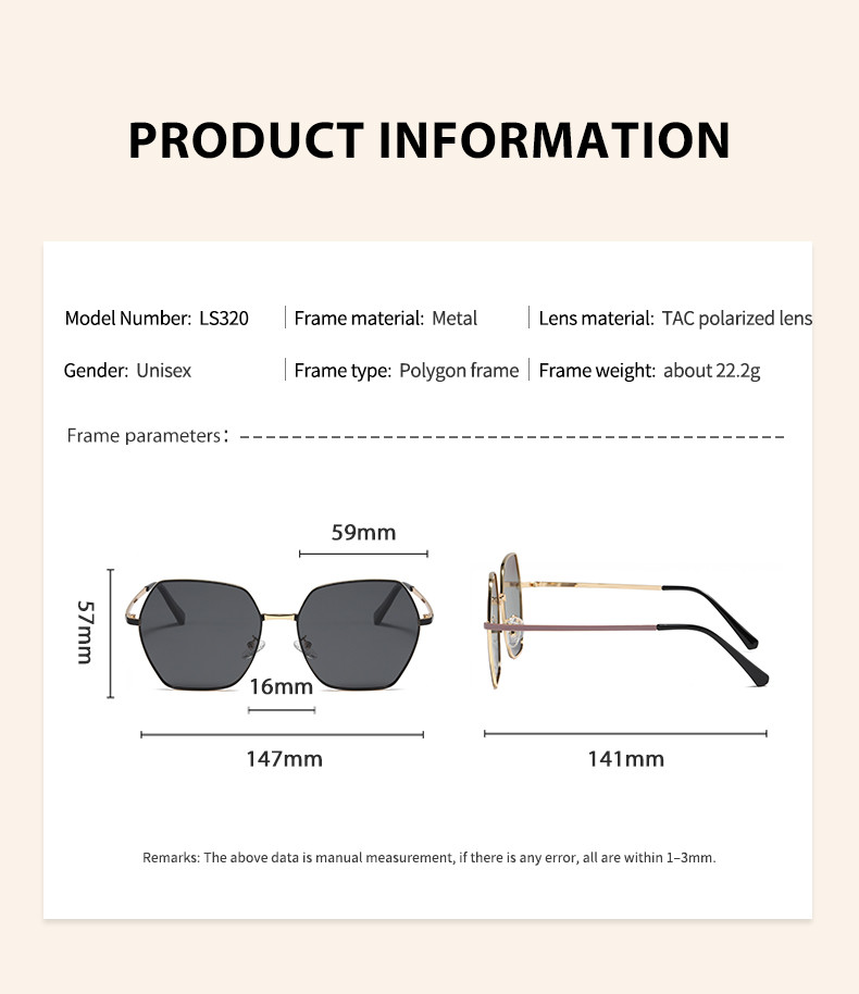 Personalized Polygonal Metal Frame Sunglasses Eye Protection OEM