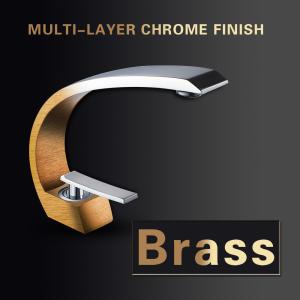 China Brass Body Bathroom Basin Faucets , Chrome Plated Single Handle Bathtub Faucet wholesale
