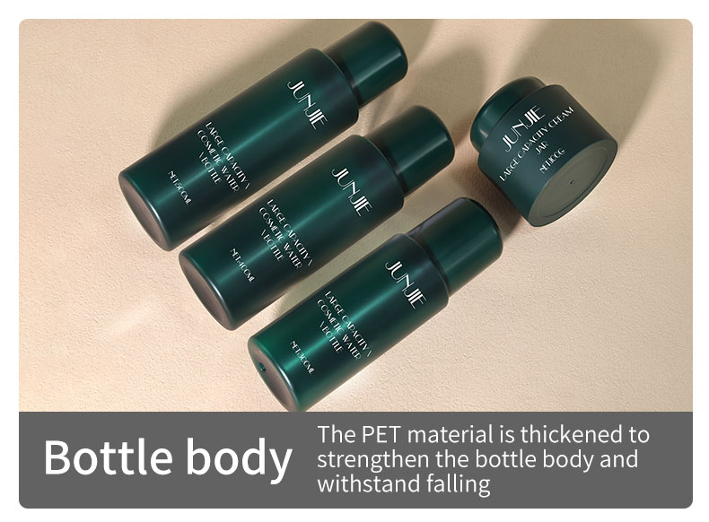 500ml PET Plastic Bottle Green Pump Lotion Bottle Frosted With Bamboo Lid