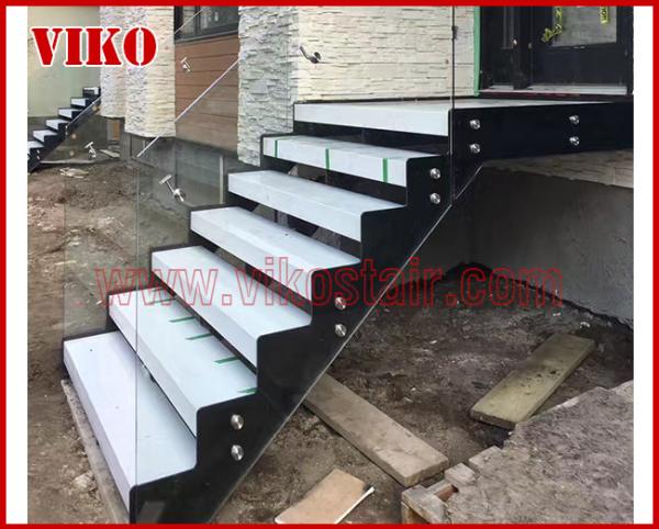 Double Steel Plate Staircase VK22S Railing tempered glass, Stringer,carbon 304