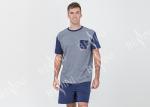 Mens Cotton Jersey Round Neck Tee and Short Pants Pyjamas Set Functional Placket