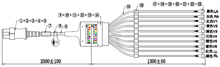 Mindray T8 12 Leads EKG Cable TPU Material IEC Snap Type 12 Pins