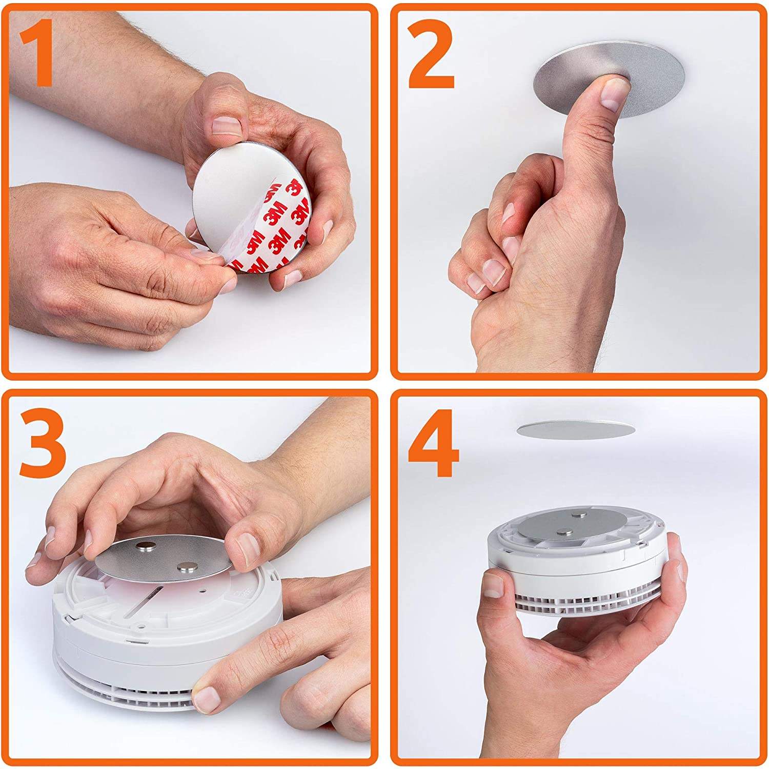 Nickel Coated Smoke Detector Mounting Kit for Fire House Alarms without Drilling