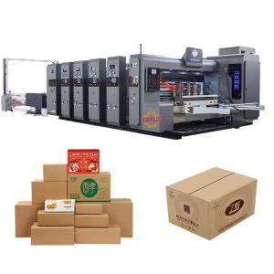 China 380V 4 Color Corrugated Box Printing Machine With Four Slotter Knives wholesale