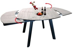 China HPL Topped Tempered Glass Dining Table 1.7 Meter Powder Coating Finish wholesale