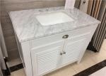 22" X 37" Carrera Marble Bathroom Countertops High Polish With Rectangle Cutout