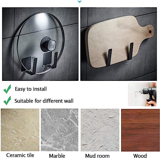 Non-folding Rack Stainless Steel Wall Mounted Pot Lid Holder for Kitchen Organization