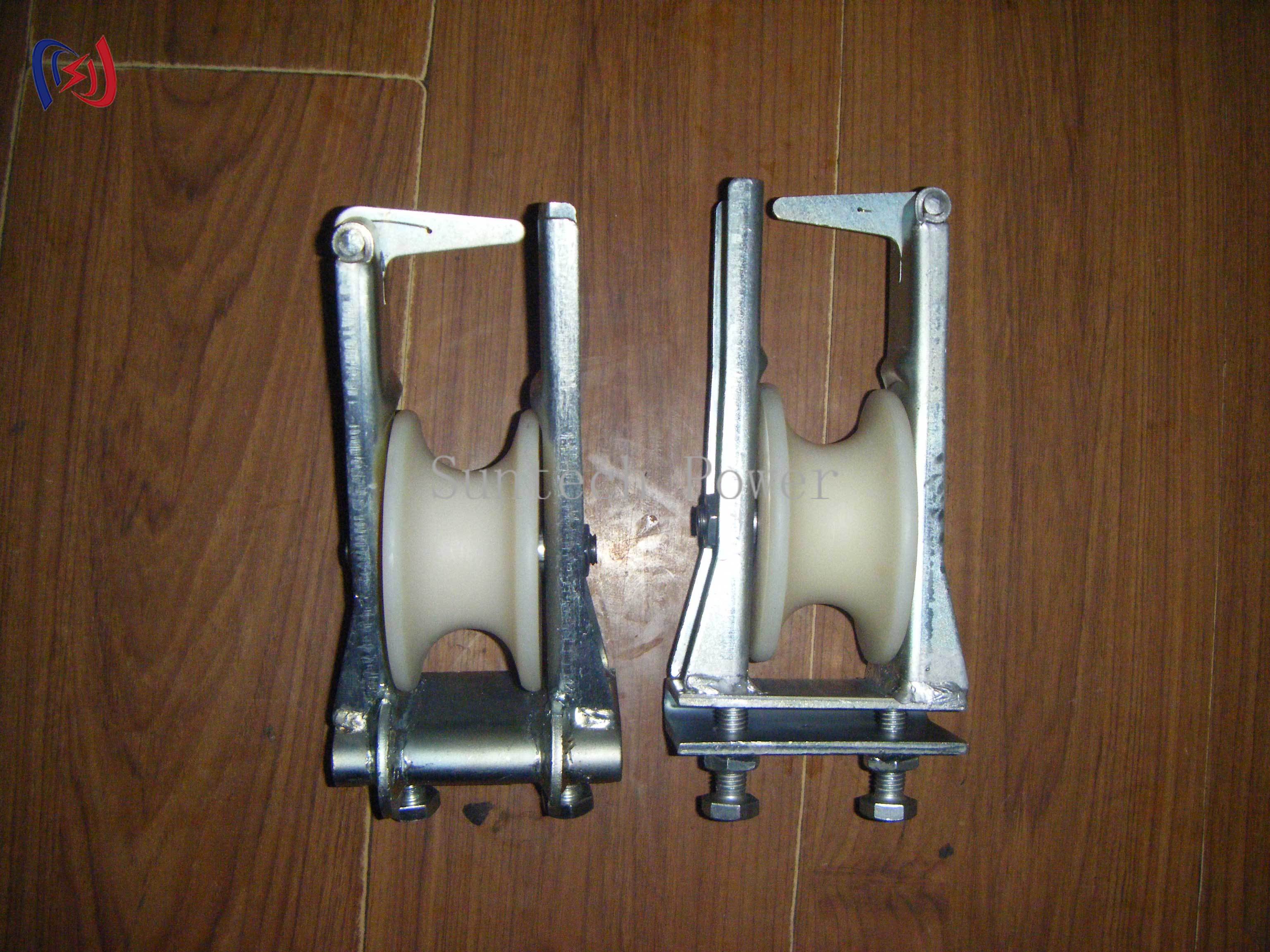 Double Sheave Stringing Block for 25-400mm Conductors with 5-20KN Load and Galvanized Steel Frame