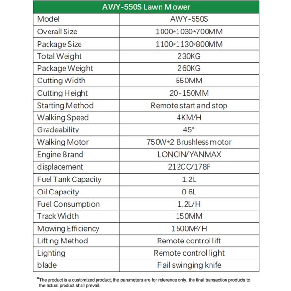 Factory Direct Cordless Self Propelled Remote-controlled Lawn Mower with Flail Mower 150mm Track Width for Estate Lawns