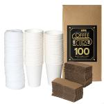 16 Oz White Compostable Paper Coffee Cups No Smell Food Packaging Grade