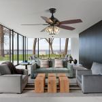 65W 120V Living Room Decorative Ceiling Fans / Sparkly Ceiling Fan Super