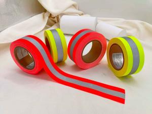 China 4 Inch Wide 50mm Yellow Reflective Tape Class 1 2 High Light Polyester Webbing For Clothing wholesale