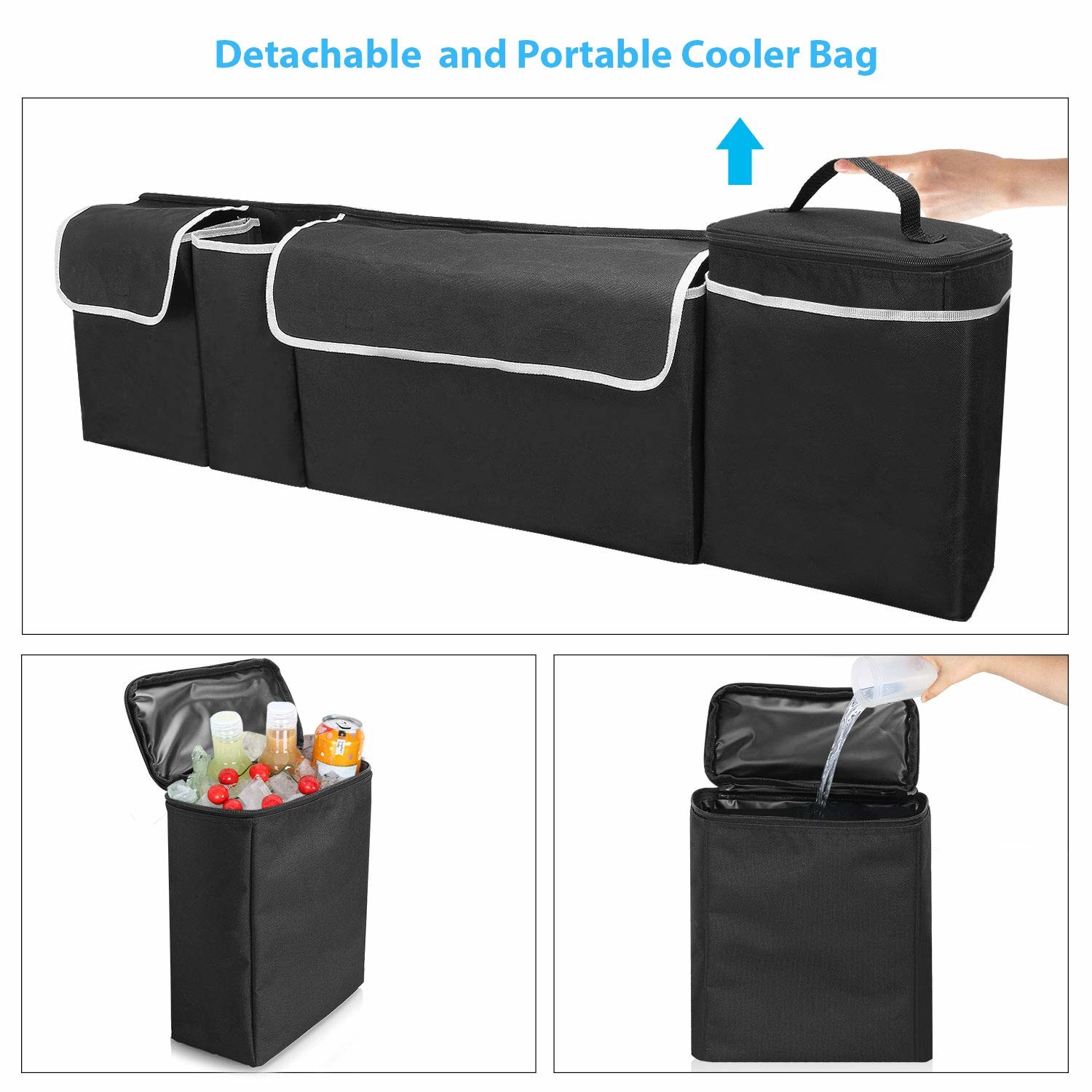 Hanging Car Trunk Organizer with Removable Cooler Collapsible Trunk Organizer with Lid