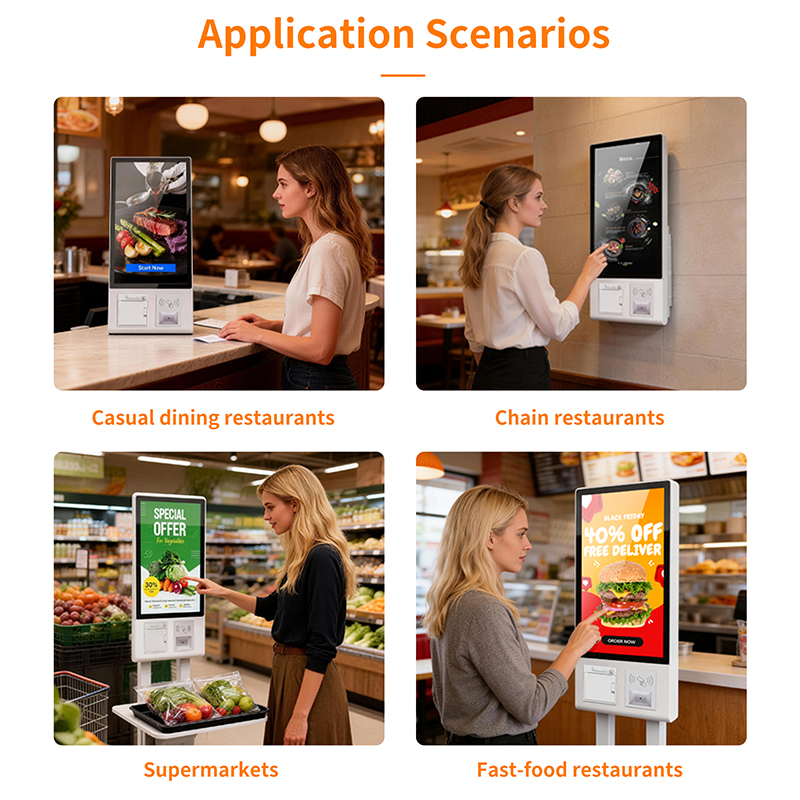 Desktop Wall Mounted Self Ordering Kiosk Quick Service Restaurant Machine