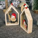 Wooden Christmas decorations Three-dimensional painting Santa Claus display