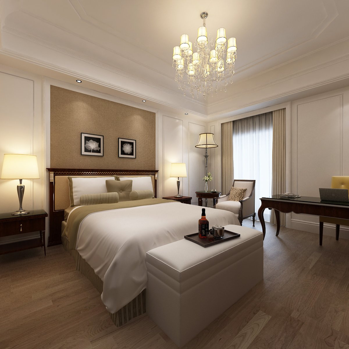 Upscale 5 Star Hotel Bedroom Furniture Luxurious For Business Area