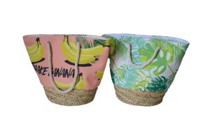 China ECO Friendly Fashion Summer Tote Handbag Bohemian Handmade Bali Bags Straw Beach Bag Cotton Canvas Shopping Bags wholesale
