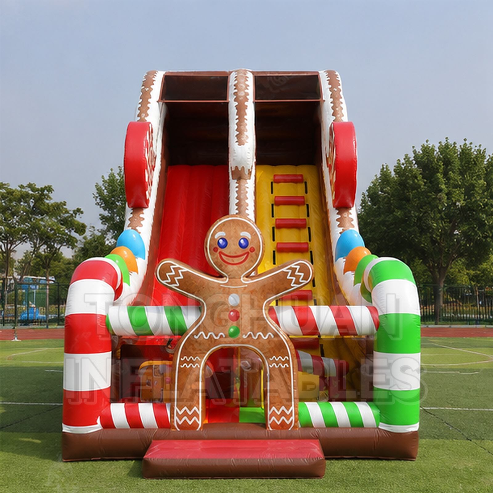 Custom Gingerbread Christmas Inflatable Slide for Commercial Holiday Entertainment