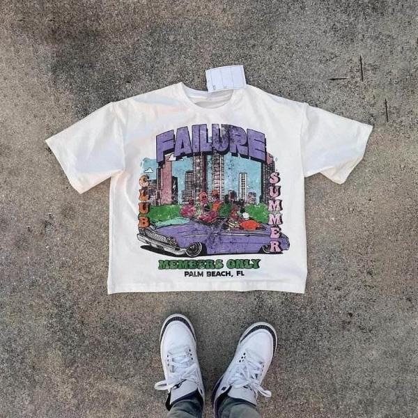 Boxy Graphic 300 gsm 100% Cotton T Shirt Colorful Custom Silk Screen DTG Puff