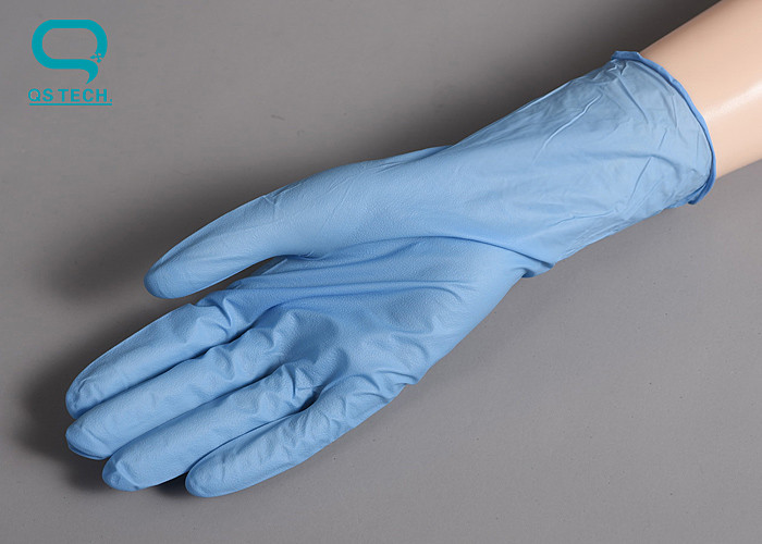 Blue Ambidextrous Disposable Clean Room Nitrile Gloves Class 10 ISO9001