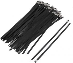 China SS304 Zip Cable Tie PVC Coated 9mmx300mm Ball Lock Uncoated Ties wholesale