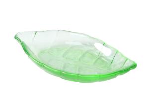 China Solid Colored Leaf Shape 28.5cm Crystal Glass Plates Centrifugal Casting wholesale
