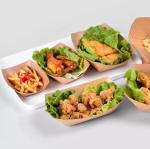 Food Grade Greaseproof Snack Packaging Disposable Paper Tray Eco Friendly Brown