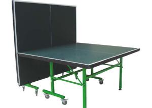 China Standard Indoor Green Table Tennis Table Single Folding Movable With Wheels wholesale
