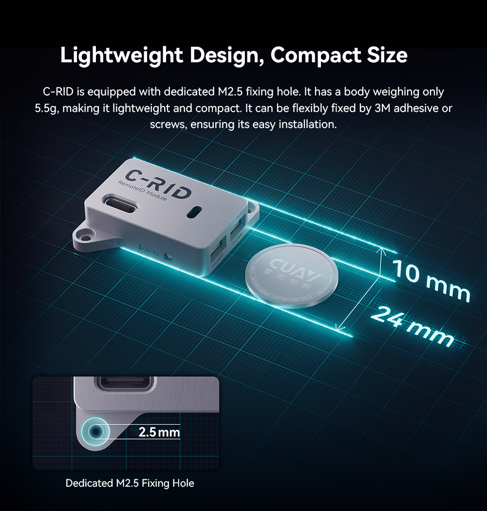 Cuav C-Rid Drone Remote Id Broadcast Module Arduremoteld Standard Code Identification Manufacturer Support Dronecan Bus