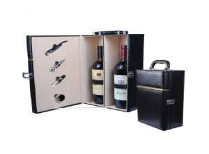 China Matt Finish Wooden Wine Box Customized Diamond Pattern PU Leather wholesale
