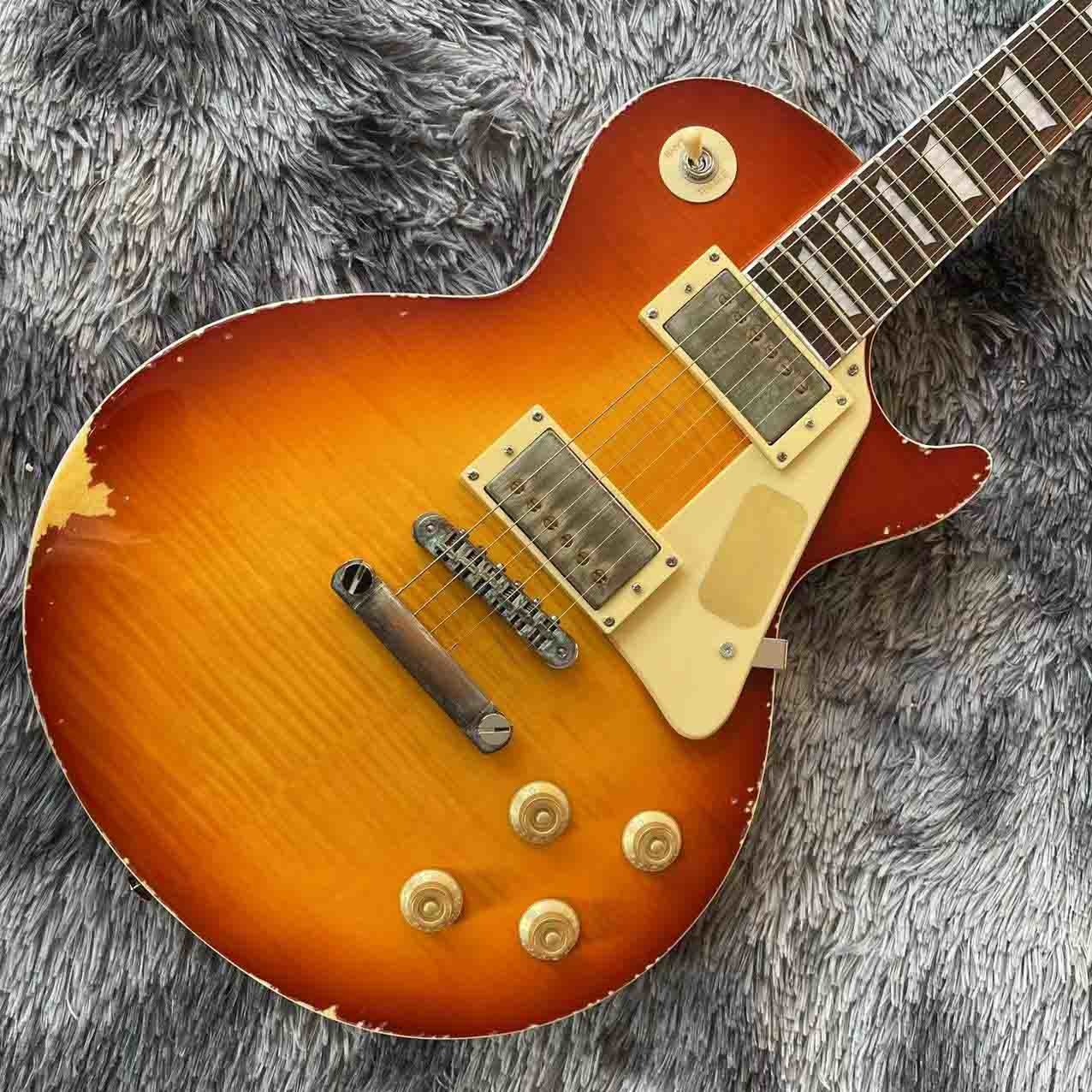 Custom Grand G-LP Les Paul Relic Finishing Style Electric Guitar Cherryburst Optional Color Accept OEM