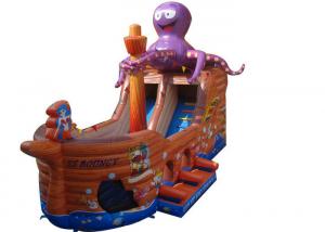 China Brown Octopus Inflatable Assault Course Ship , Blow Up Obstacle Course With Slide wholesale