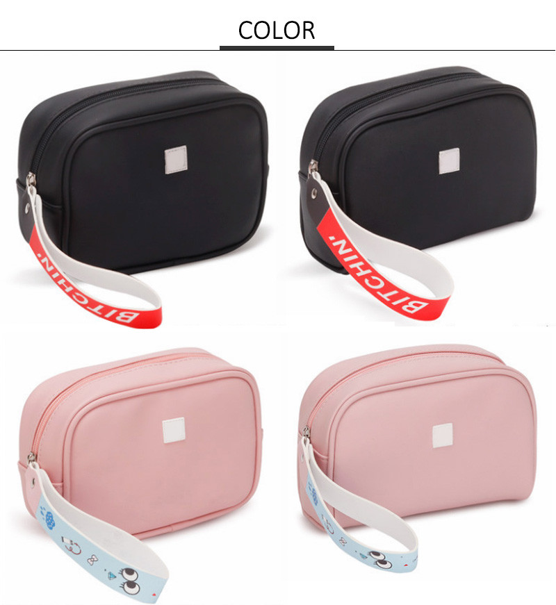 Waterproof Makeup Pouch Vanity Bag Portable Makeup Cosmetics Leather Wash Bag